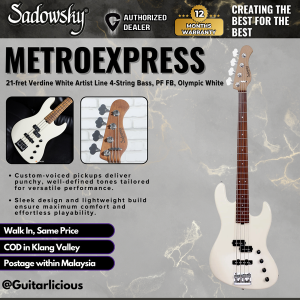 Sadowsky MetroExpress 21-fret Verdine White Artist Line 4-String Bass Guitar, PF FB, Olympic White