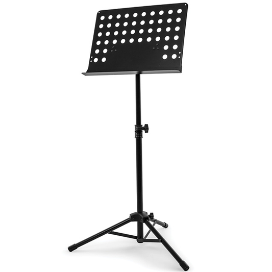 Nomad NBS-1310 Orchestra Music Stand — perforated desk, folding design, multi-angle tilt.
