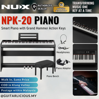 NUX NPK-20 88-Key Portable Digital Piano with Hammer Action MIDI and Bluetooth ( NPK20 / NPK 20 )