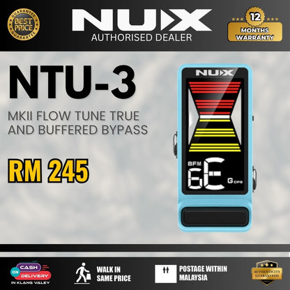 NUX NTU-3 Flow Tune True And Buffered Bypass Mini Guitar Pedal Tuner - Blue (1)