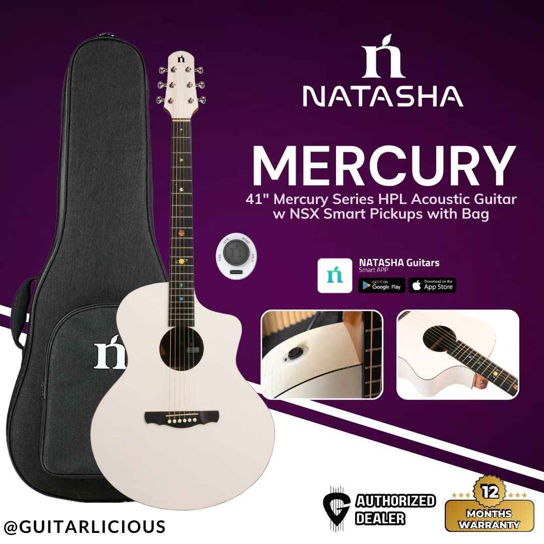 Natasha Guitar 41" Mercury Series HPL Acoustic Guitar w NSX Smart Pickups with Bag