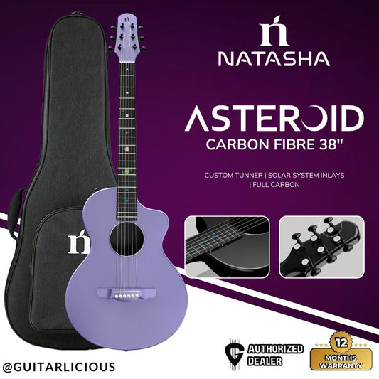 Natasha Asteroid Carbon Fibre 38" Acoustic Guitar with Bag - Dusty Lavender