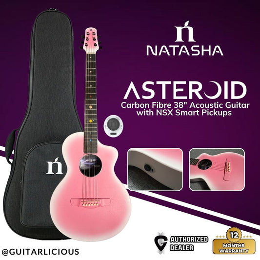Natasha Asteroid 38" Acoustic Guitar NSX Pickups - Pink Burst