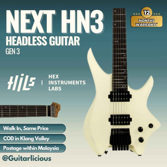 HILS NEXT Series Headless Guitar HN3 - Gen 3 (Open Humbuckers) -Satin Ivory