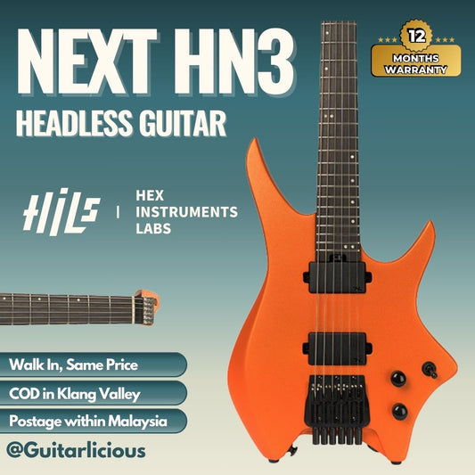 HILS NEXT Series Headless Guitar HN3 - Satin Metallic Coral Orange