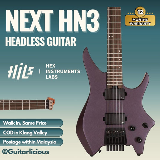 HILS NEXT Series Headless Guitar HN3 - Satin Metallic Deep Purple