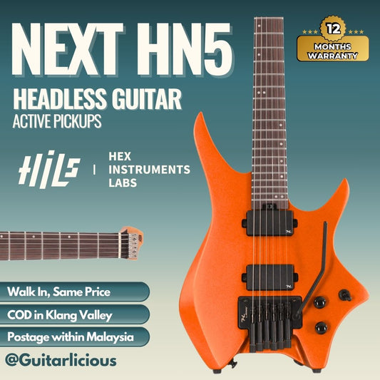 HILS NEXT Series Headless Guitar HN5 - Satin Metallic Coral Orange