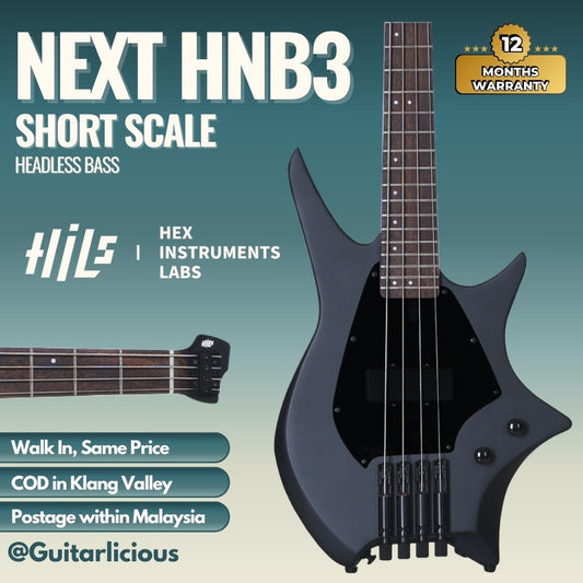 HILS NEXT HNB3 - Short Scale Headless Bass - Satin Black