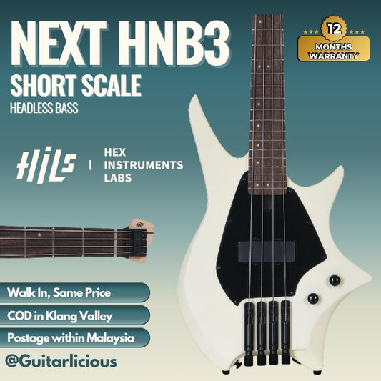 HILS NEXT HNB3 - Short Scale Headless Bass - Satin Ivory