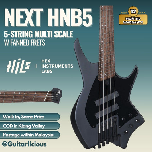 HILS NEXT HNB5-5 String Multi-Scale Bass w Fanned Frets - Satin Black