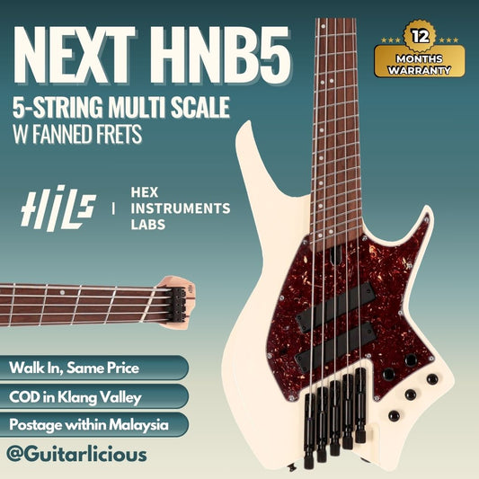 HILS NEXT HNB5-5 String Multi-Scale Bass w Fanned Frets - Satin Ivory