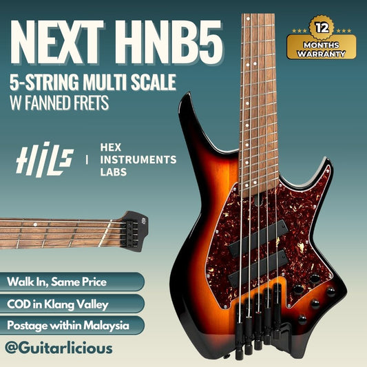 HILS NEXT HNB5-5 String Multi-Scale Bass w Fanned Frets - Sunburst