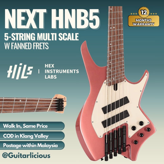 HILS NEXT HNB5-5 String Multi-Scale Bass w Fanned Frets - Metallic Rose Gold