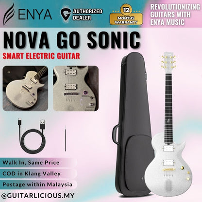 Enya Nova Go Sonic Carbon Fiber composite Electric Guitar with Built In Speaker - Blink Silver (BS)