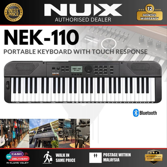 Nux NEK-110 61 Keys Portable Digital Electronic Keyboard with Touch Response and Bluetooth