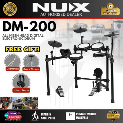 NUX DM-200 All Mesh Head Digital Electronic Drum Basic Package (DM200 DM 200 )