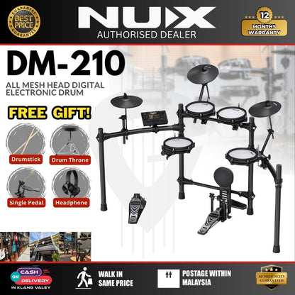 NUX DM-210 All Mesh Head Digital Electronic Drum Basic Package (DM210 DM 210)