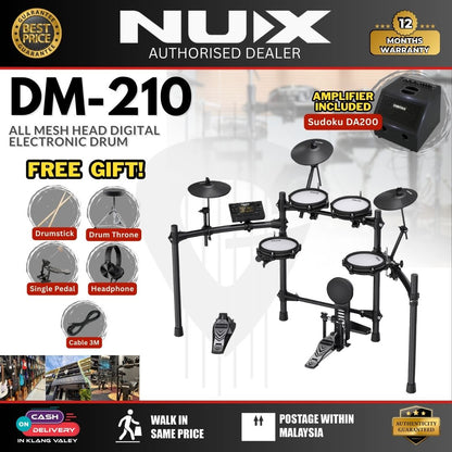 NUX DM-210 All Mesh Head Digital Electronic Drum Basic Package (DM210 DM 210)
