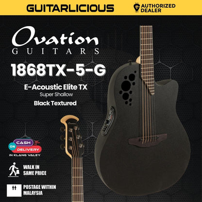 Ovation E-Acoustic Guitar Elite TX Super Shallow Black Textured