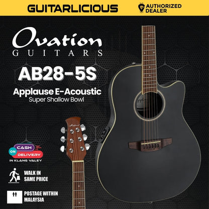 Ovation Applause E-Acoustic Guitar AB28 Super Shallow Bowl Cutaway Black