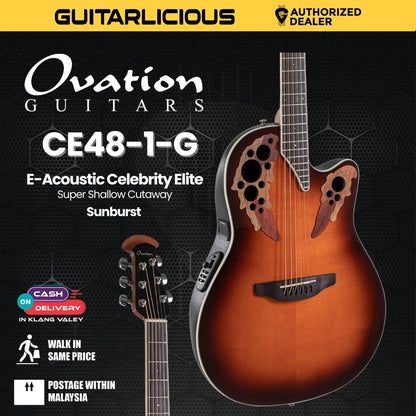 Ovation E-Acoustic Guitar Celebrity Elite Super Shallow Cutaway Sunburst