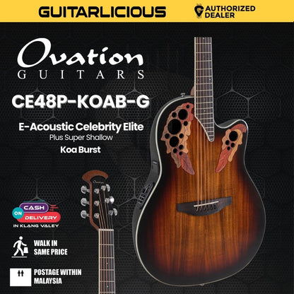 Ovation E-Acoustic Guitar Celebrity Elite Plus Super Shallow Burst