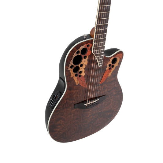 Ovation E-Acoustic Guitar Celebrity Elite Plus Super Shallow Tiger Eye Brown