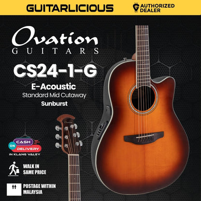 Ovation E-Acoustic Guitar Celebrity CS Standard Mid Cutaway Sunburst