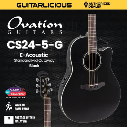 Ovation E-Acoustic Guitar Celebrity CS Standard Mid Cutaway Black