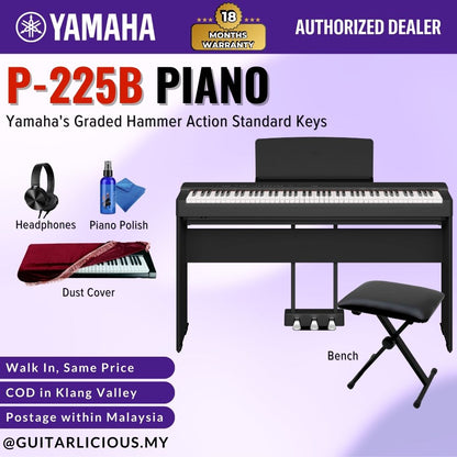 Yamaha P-225B 88-Key Graded Hammer Compact Digital Piano ( P-225B / P225B / P-225 )