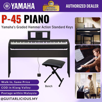 Yamaha P-45 88 Graded Hammer Action Keys Digital Piano , Wooden Stand ( P45 / P 45)