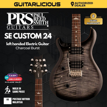 PRS SE Custom 24 Electric Guitar w/Bag, Charcoal Burst (left handed)
