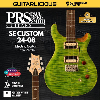 PRS SE Custom 24-08 Electric Guitar w/Bag, Eriza Verde
