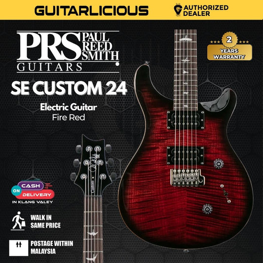 PRS SE Custom 24 Electric Guitar w/Bag, Fire Red