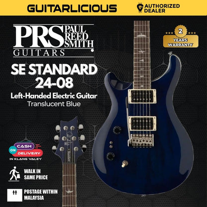 PRS SE Standard 24-08 Left-Handed Electric Guitar, Translucent Blue