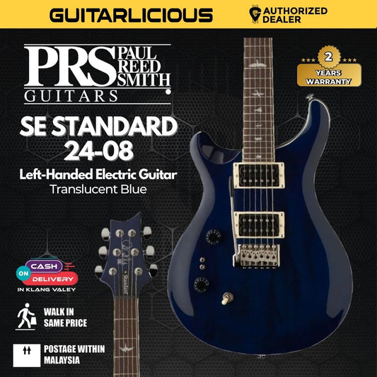 PRS SE Standard 24-08 Left-Handed Electric Guitar, Translucent Blue