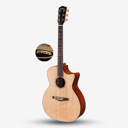 Eastman PCH1-GACE Grand Auditorium Acoustic Guitar w Eastman Pickup by Fishman , Solid Spruce Top - Natural (PCH)