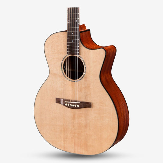 Eastman PCH1-GACE Grand Auditorium Acoustic Guitar w Eastman Pickup by Fishman , Solid Spruce Top - Natural (PCH)