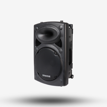 Dynamax PRO801 8" Active Speaker with USB, Bluetooth, 1 Handheld Microphone and 1 Clip Mic