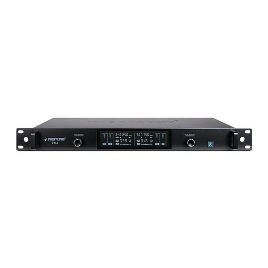 Phenyx PTI-2 UHF Wireless Mic System Dual Mics Auto Sync Adaptive RF Talkback for Live Show Event