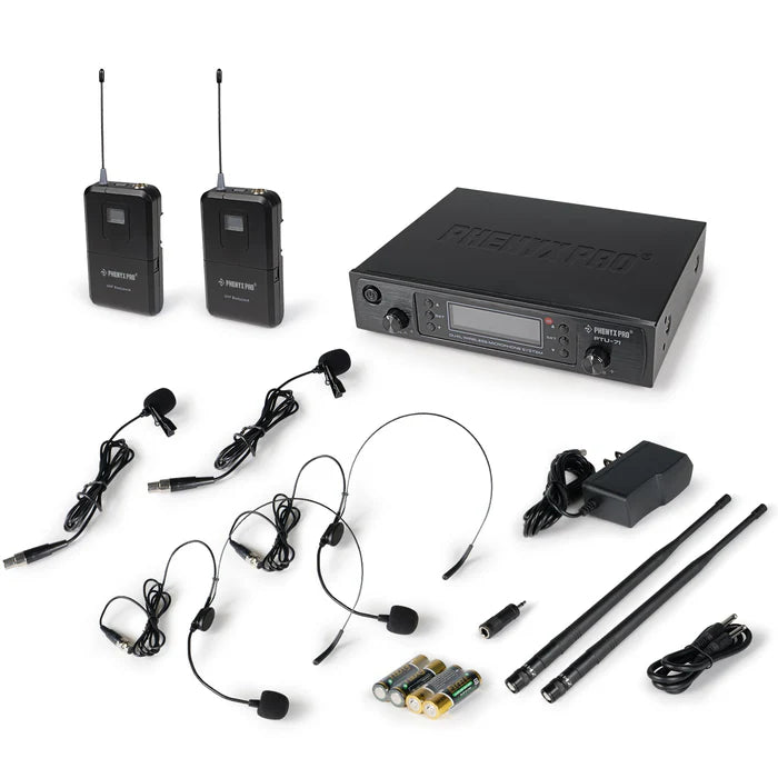 Phenyx Pro Microfoon Draadloos microfoonsysteem met koffer, draadloze handmicrofoonset voor zang, karaoke, kerk, 2 x 30 UHF instelbare frequenties, 200 ft bereik (PTU-52 Phenyx Pro Microfoon Draadloos microfoonsysteem met koffer, draadloze handmicrofoonset voor zang, karaoke, kerk, 2 x 30 UHF instelbare frequenties, 200 ft bereik (PTU-52