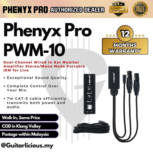 Phenyx Pro PWM-10 Dual-Channel Wired in-Ear Monitor Amplifier Stereo/Mono Mode Portable IEM for Live
