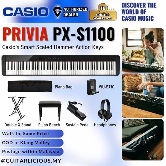 Casio Privia PX-S1100BK 88-key Digital Piano Musician Package Headphone BLACK (PX S1100/ PXS1100 / PX-S1100 BK)