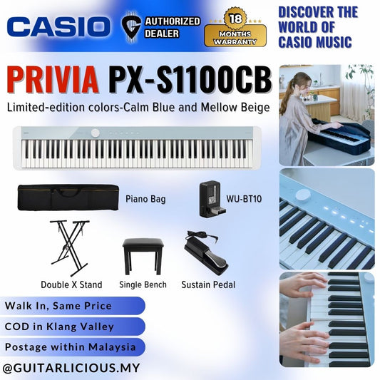 Casio Privia PX-S1100CB 88-key Digital Piano Musician Package Calm Blue  (PX S1100/ PXS1100 / PX-S1100CB)