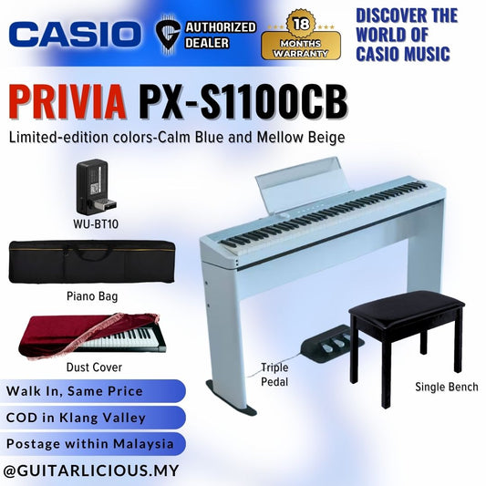Casio Privia PX-S1100CB 88-key Digital Piano Musician Package Calm Blue  (PX S1100/ PXS1100 / PX-S1100CB)