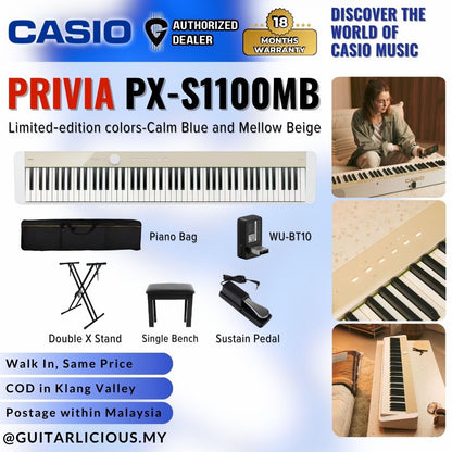 Casio Privia PX-S1100MB 88-key Digital Piano Musician Package Mellow (PX S1100/ PXS1100 / PX-S1100MB)