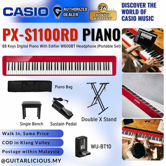 Casio Privia PX-S1100 88-key Digital Piano  -  RED ( PX-S1100RD )