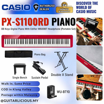 Casio Privia PX-S1100 88-key Digital Piano  -  RED ( PX-S1100RD )