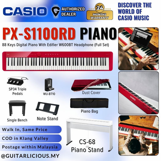 Casio Privia PX-S1100 88-key Digital Piano  -  RED ( PX-S1100RD )