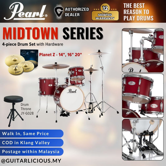 Pearl Midtown Series 4-piece Drum Set with Hardware - Matte Red